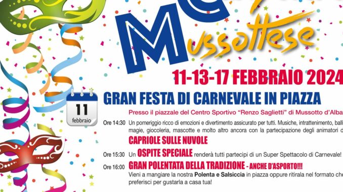 Ha preso il via con i suoi appuntamenti l'84esima edizione del Carnevale Mussottese