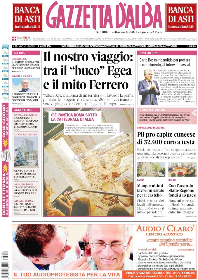 La copertina di Gazzetta d’Alba in edicola martedì 19 marzo