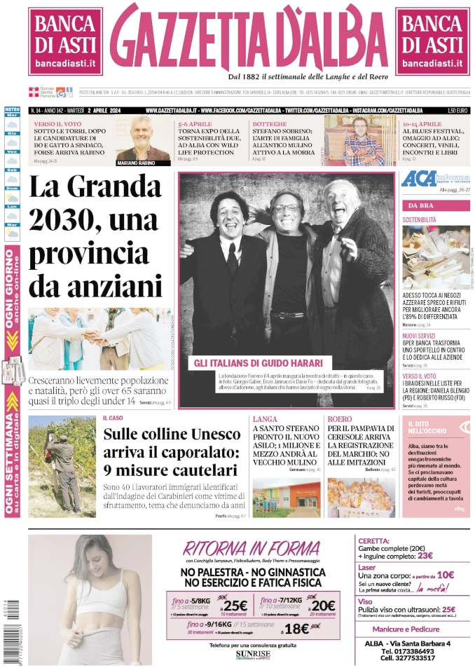 La copertina di Gazzetta d’Alba in edicola sabato 30 marzo 1