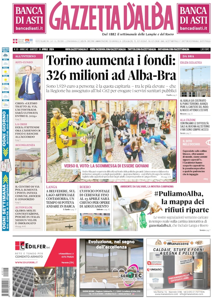 La copertina di Gazzetta d’Alba in edicola sabato 30 marzo 2