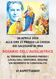 Salesiani di Bra, govedi 24 aprile, il Rosario dell’Ausiliatrice e un momento di festa in oratorio