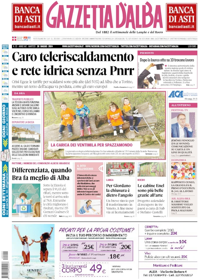 La copertina di Gazzetta d’Alba in edicola martedì 28 maggio