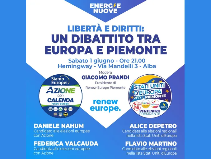 Energie nuove organizza ad Alba un dibattito tra candidati alle europe e alle regionali