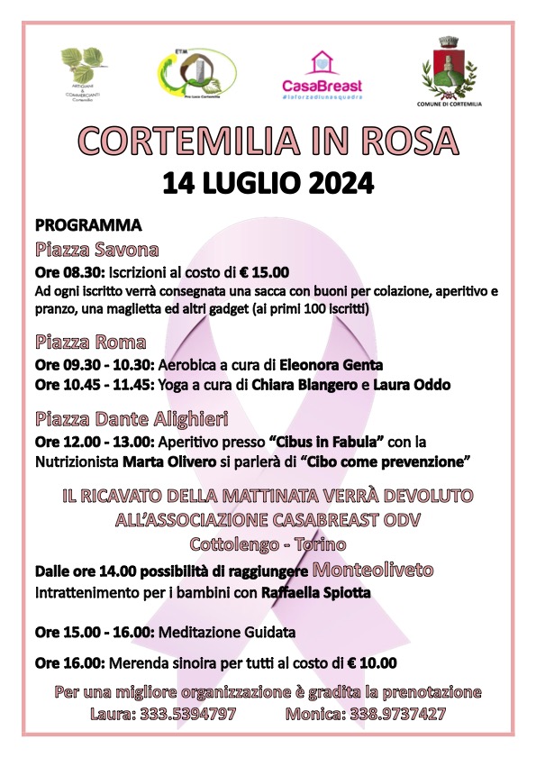 La prima edizione di Cortemilia in rosa: appuntamento domenica 14 luglio