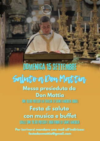 Bra saluta don Mattia, a settembre ritorna in Puglia
