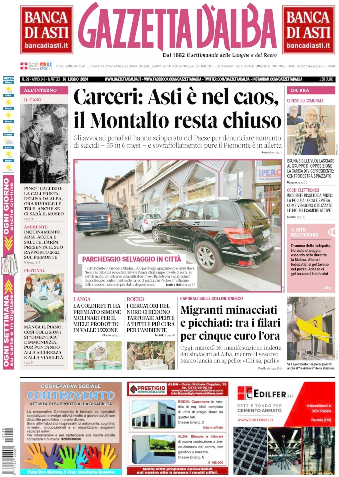 La copertina di Gazzetta d’Alba in edicola martedì 16 luglio