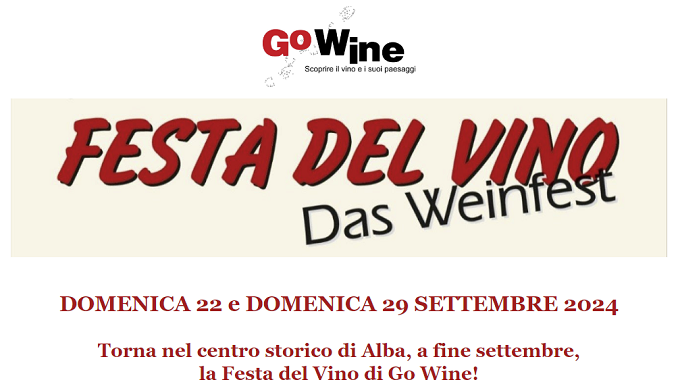 Immagine Torna nel centro storico di Alba, domenica 22 e 29 settembre, la Festa del Vino di Go Wine