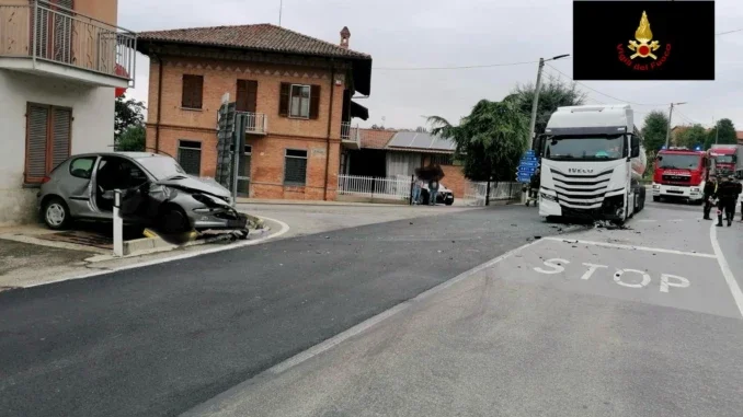 Priocca incidente Frontale all'incrocio di Priocca in mattinata, un ferito elitrasportato a Cuneo