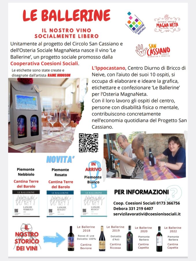 Nasce “Le Ballerine”, il vino socialmente libero della Cooperativa Coesioni Sociali in collaborazione con Cantina Terre del Barolo
