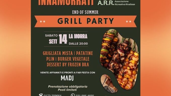 InnaMorrati, sabato 14 settembre: Grill Party di fine estate a La Morra