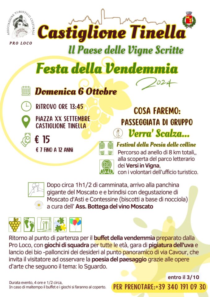 A Castiglione Tinella in arrivo la camminata della Festa della vendemmia
