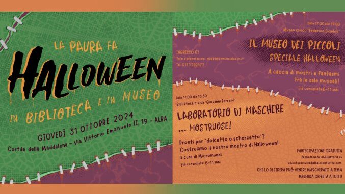 Halloween con giochi e laboratori: il 31 ottobre appuntamento in Biblioteca e al Museo civico di Alba