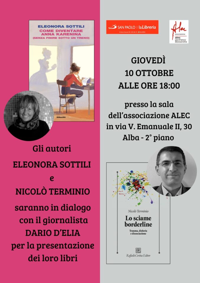 All'associazione Alec un dialogo tra narrativa e psicoanalisi con Sottili e Terminio