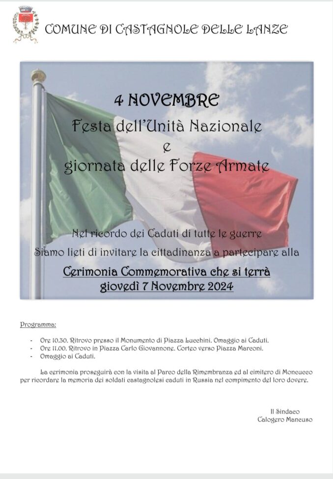 Celebrazioni in memoria dei caduti a Castagnole delle Lanze