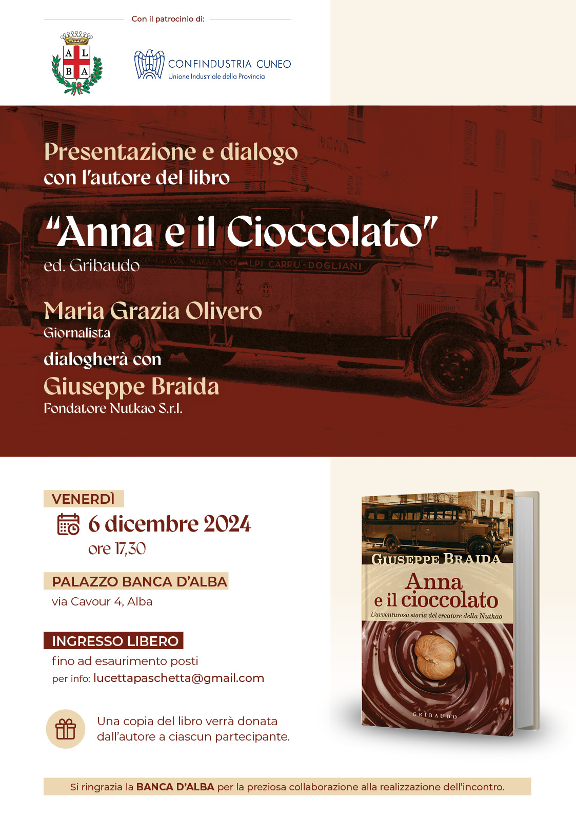 Venerdì 6 dicembre, in Banca d'Alba, si presenta il libro di Giuseppe Braida 1