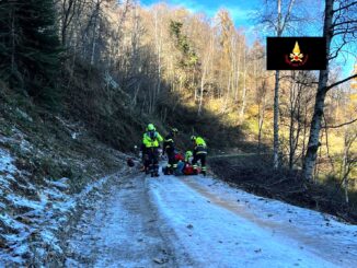Intervento dell'elisoccorso per un ciclista caduto sulla via dei Cannoni tra Lemma e il campo volo Liretta