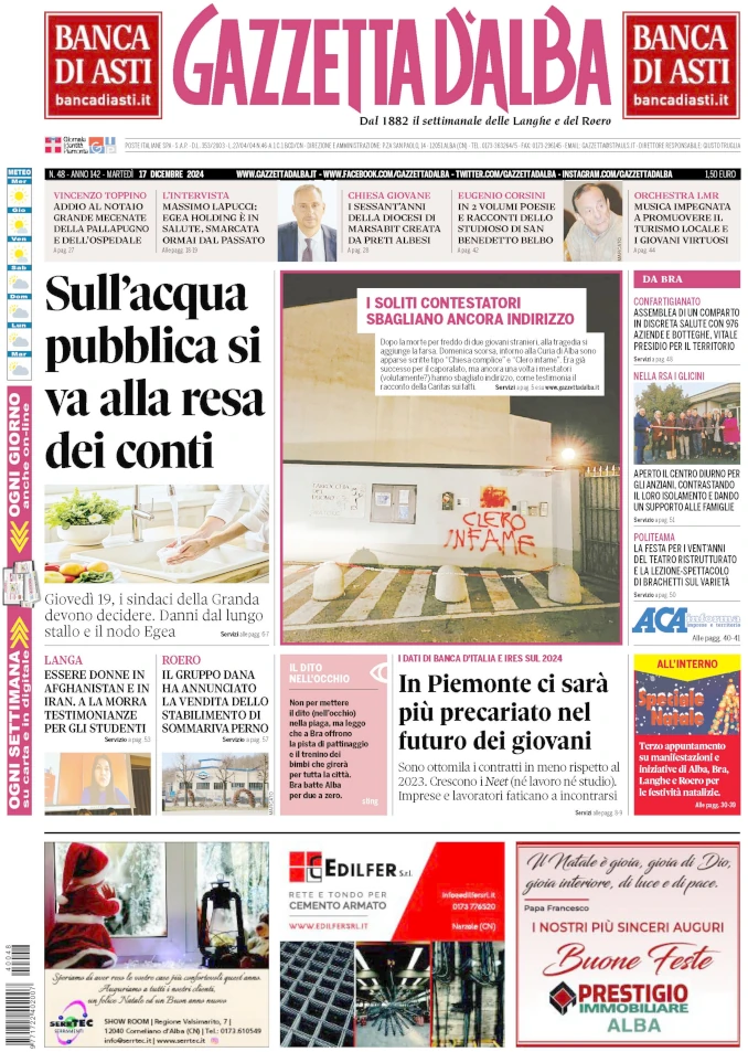 La copertina di Gazzetta d’Alba in edicola martedì 17 dicembre 1