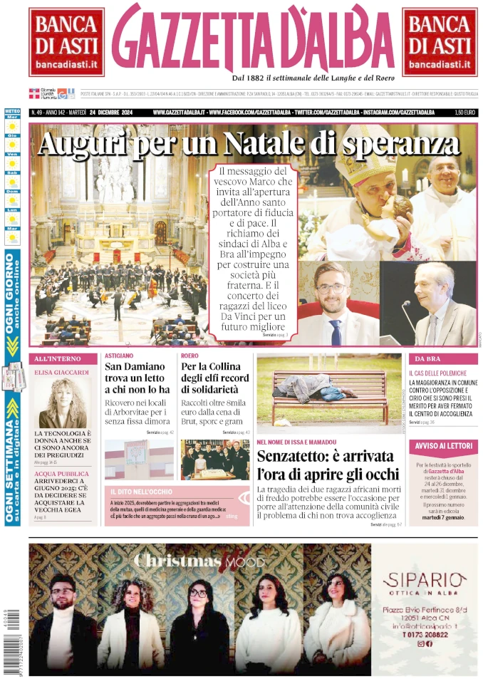 La copertina di Gazzetta d’Alba in edicola lunedì 23 dicembre