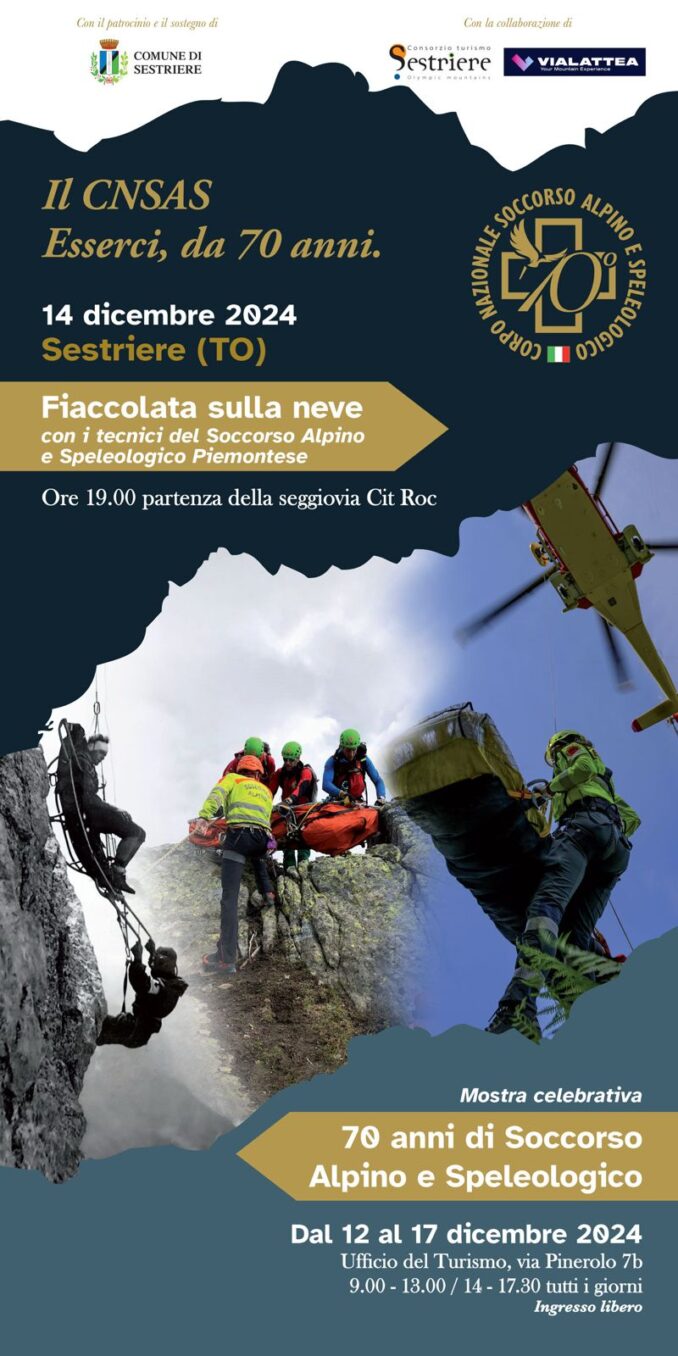 La fiaccolata del Soccorso alpino e speleologico piemontese, sabato 14 dicembre 2024 a Sestriere 1