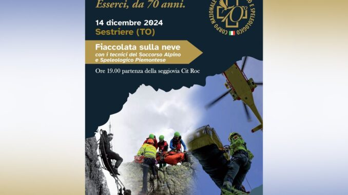 La fiaccolata del Soccorso alpino e speleologico piemontese, sabato 14 dicembre 2024 a Sestriere