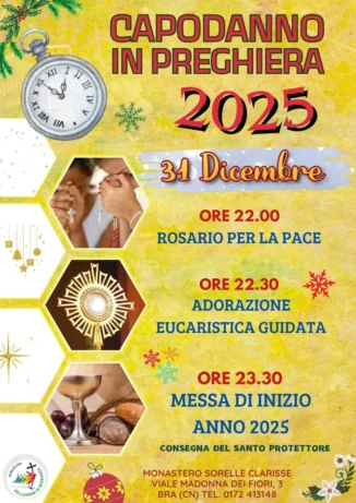 Alle Clarisse di Bra si attende l’anno nuovo pregando per la pace