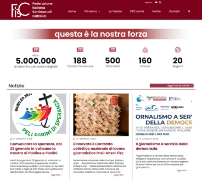 La Fisc, associazione che raccoglier 190 giornali cattolici, rinnova il suo sito web: continuità e innovazione al servizio della comunicazione 1