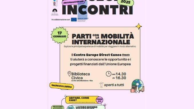 “Parti con la mobilità internazionale”, il primo appuntamento dedicato ai giovani venerdì 17 gennaio in Biblioteca ad Alba