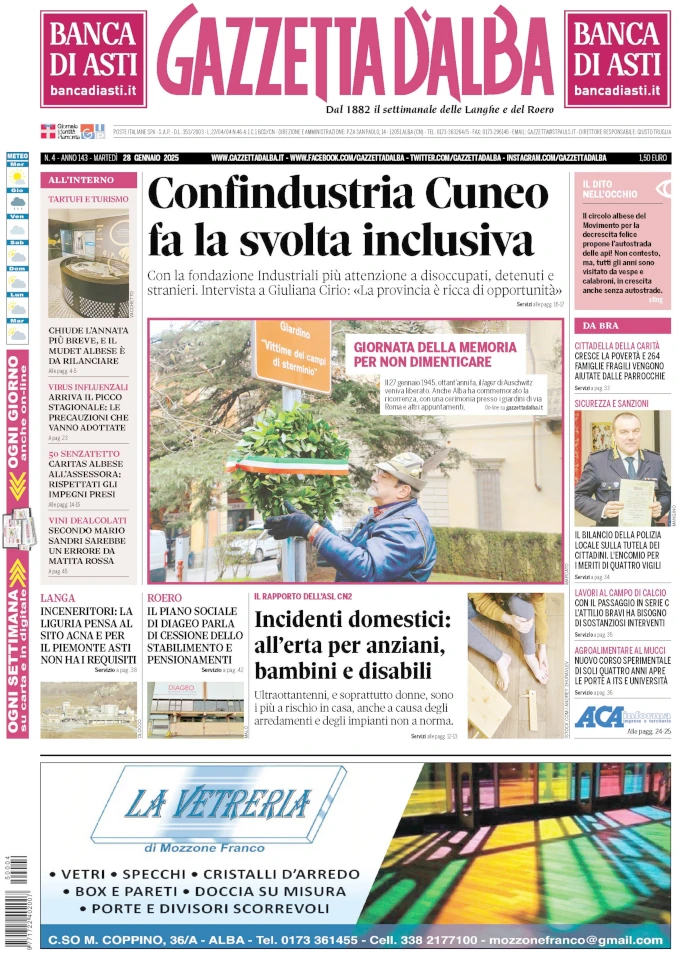 La copertina di Gazzetta d’Alba in edicola martedì 21 gennaio 1