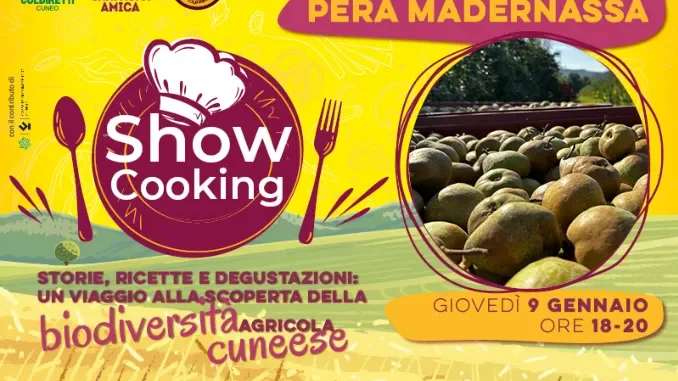 Campagna amica di Coldiretti porta la pera Madernassa allo show cooking di Cuneo
