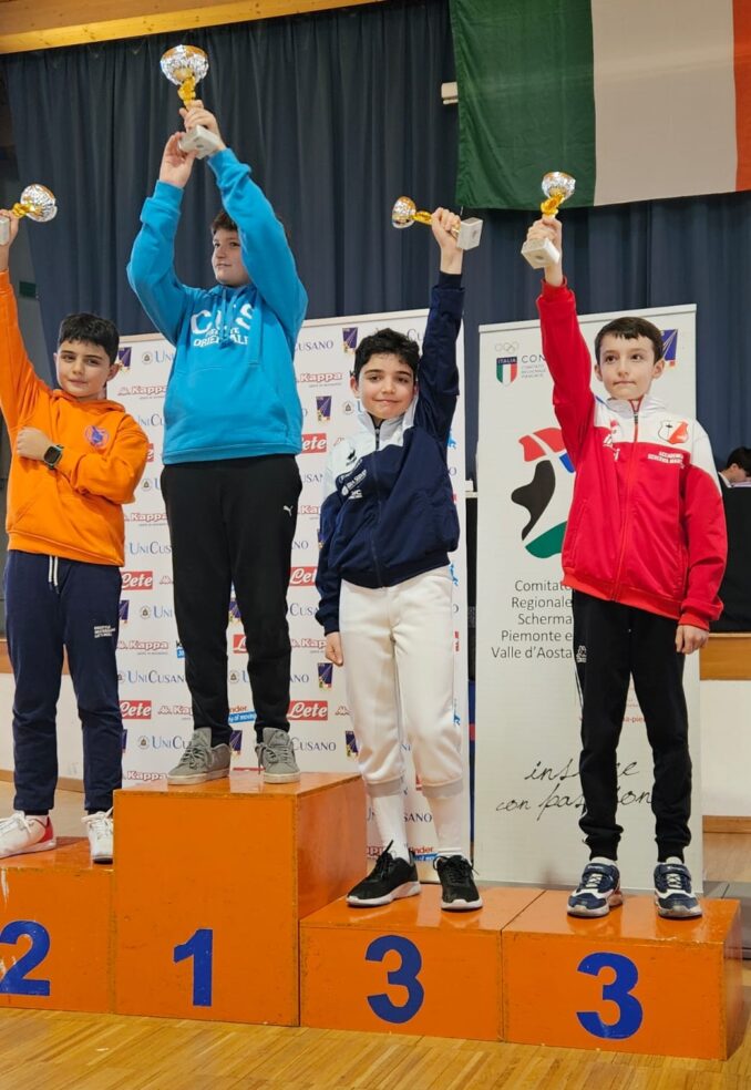 Alla gara di spada regionale Gran Premio Giovanissimi in pedana ad Agliè il Club Scherma Associati 5