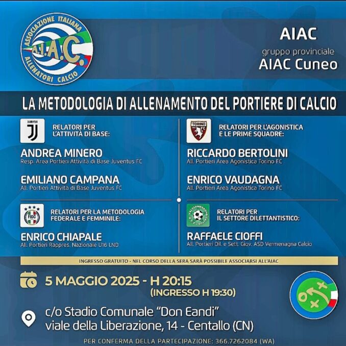 A Centallo, lunedì 5 maggio, una serrata dedicata ai portieri di calcio
