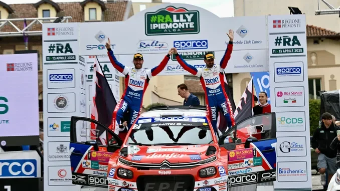 Crugnola e Ometto, campioni tricolore in carica, vincono il Rally Regione Piemonte di Alba 1