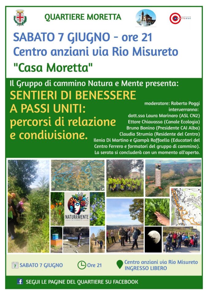 Nel quartiere Moretta il cammino diventa benessere e relazione: nasce il gruppo “Natura e Mente”