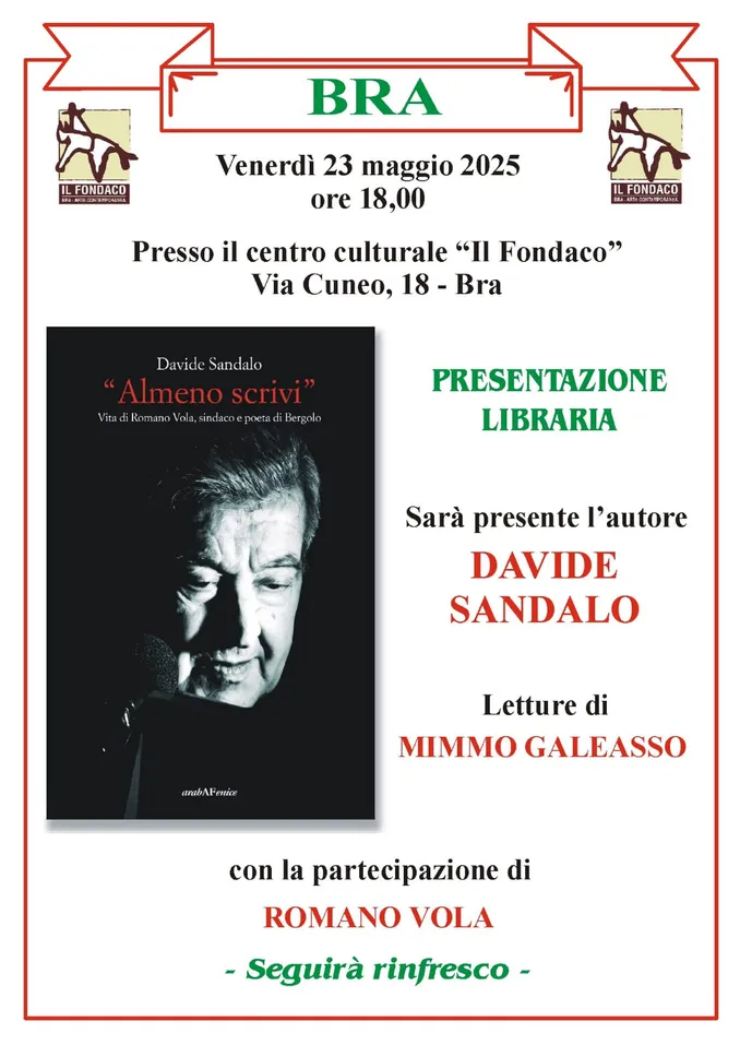 Romano Vola, sindaco e poeta di Langa, venerdì a Bra sarà presentato il libro di Sandalo