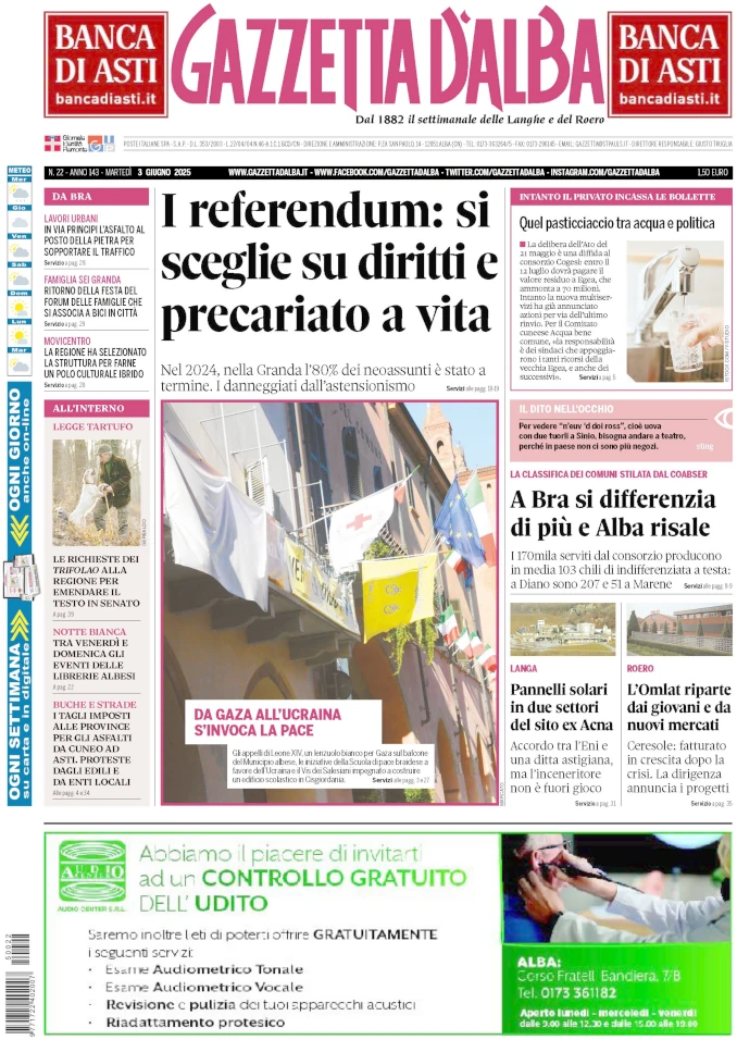 Gazzetta d'Alba / Le notizie principali del numero di martedì 3 giugno