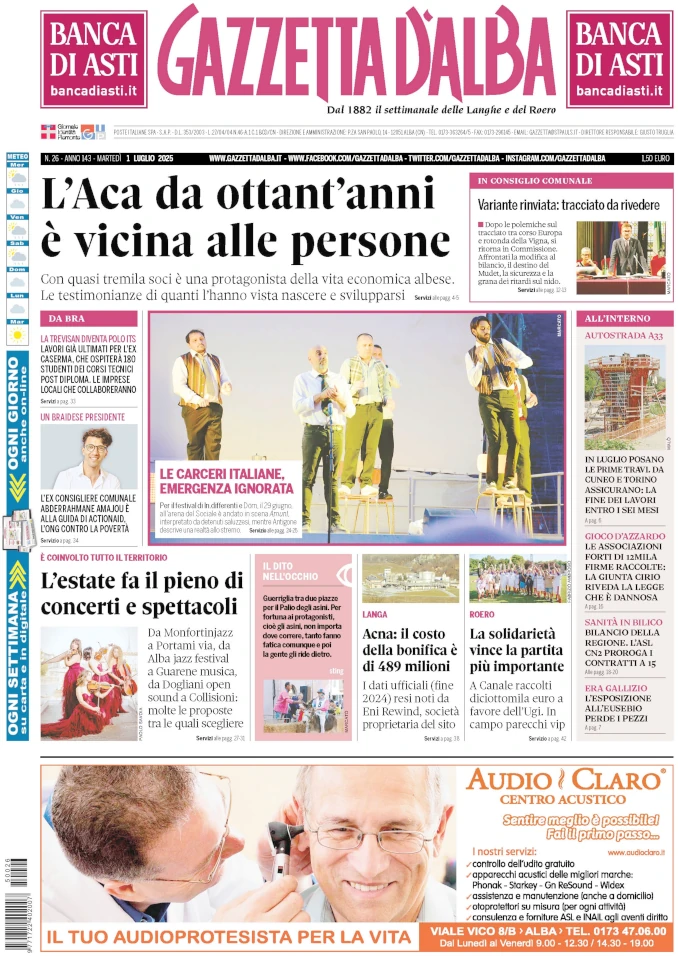 La copertina di Gazzetta d’Alba in edicola martedì 1° luglio