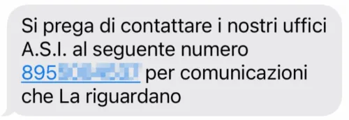 Attenzione! Falsi messaggi a nome dell’Asl invitano a chiamare numeri ad alta tariffazione.