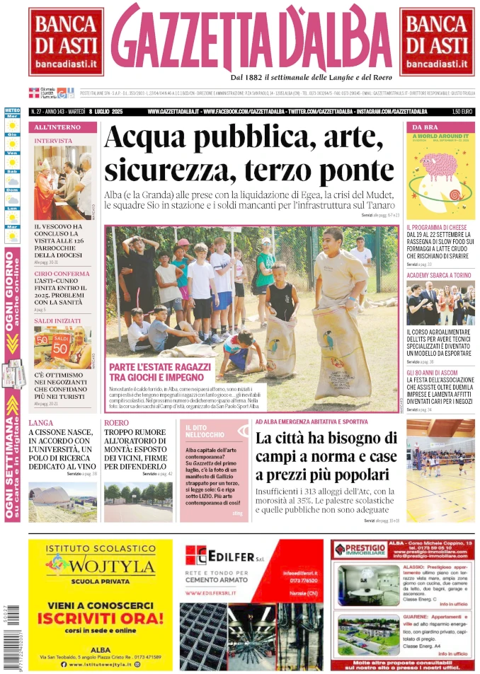 La copertina di Gazzetta d’Alba in edicola martedì 8 luglio