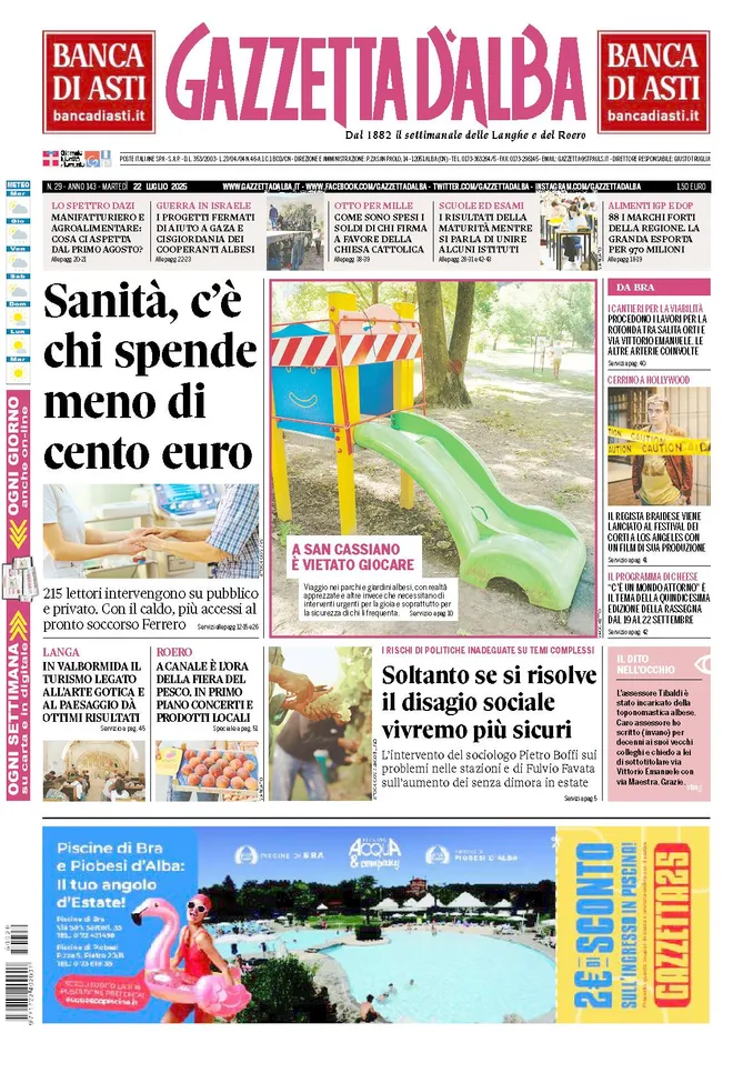 Gazzetta d'Alba - Le notizie principali del numero di martedì 22 luglio