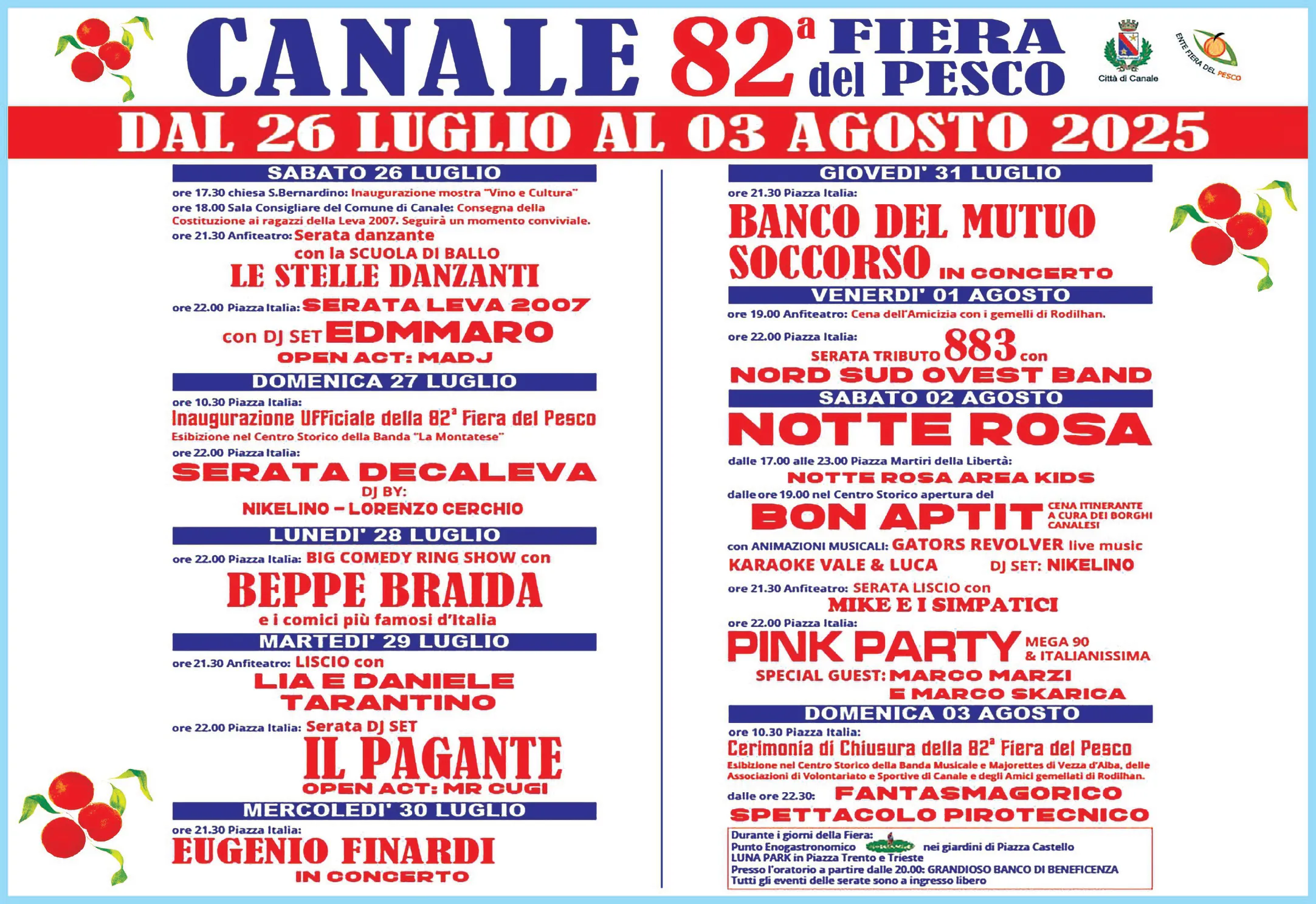 A Canale si fa festa: c’è la Fiera del pesco da sabato 26 luglio a domenica 3 agosto