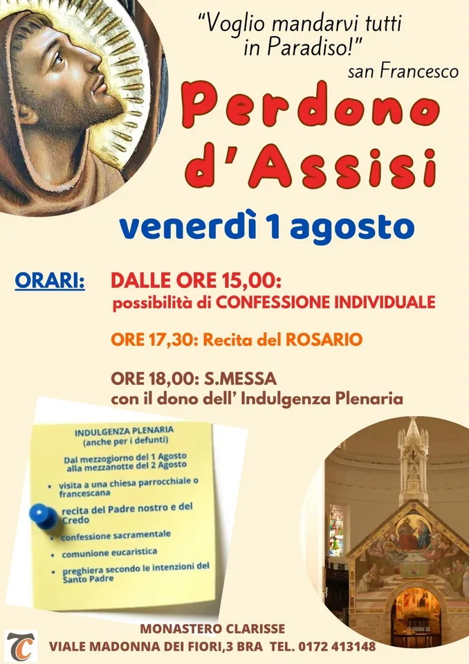 Spiritualitù / Clarisse e Cappuccini di Bra invitano al perdono di Assisi 1