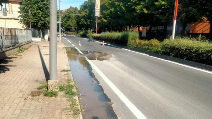 Alba / Perita d'acqua in strada in via Ognissanti