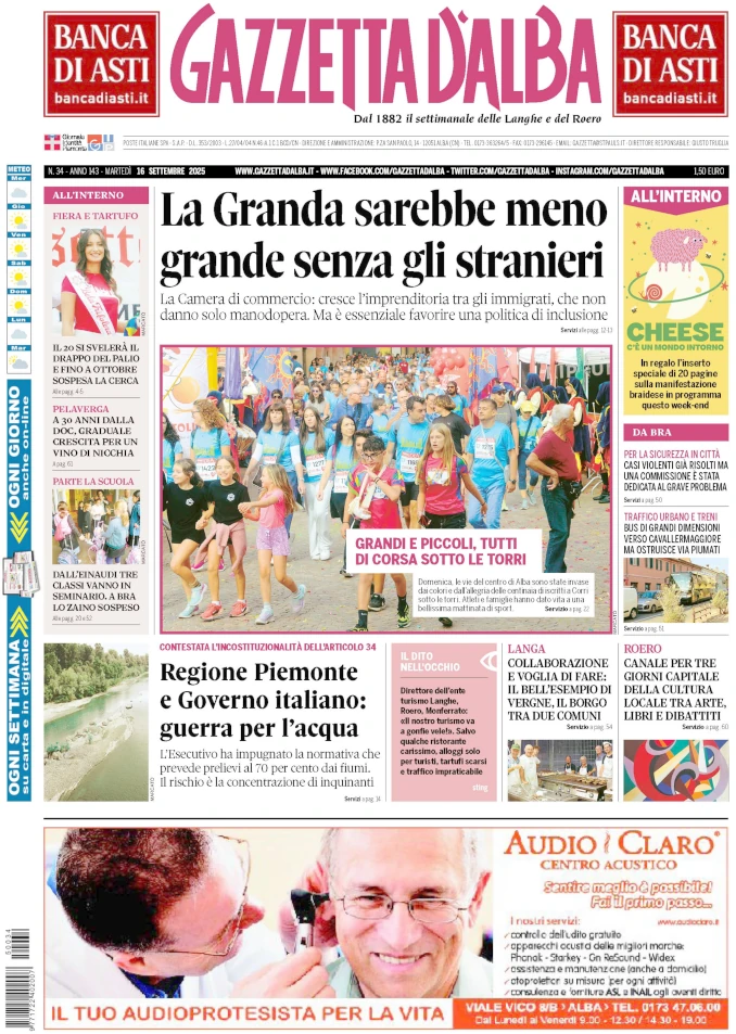 Gazzetta d’Alba torna in edicola martedì 16 settembre, ecco la copertina