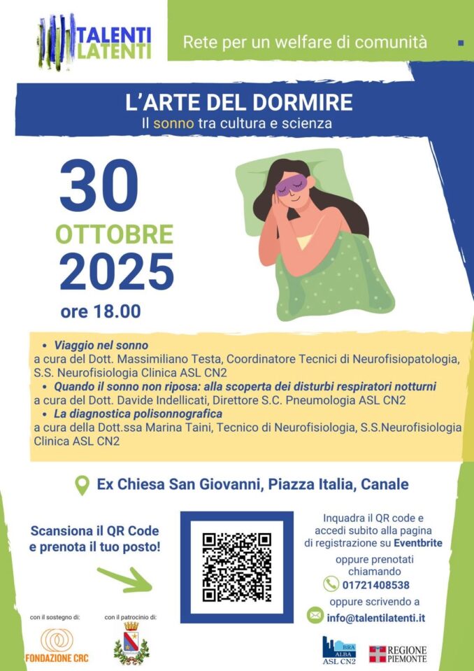 L'arte del dormire: se ne parla a Canale nei Giovedì dei talenti