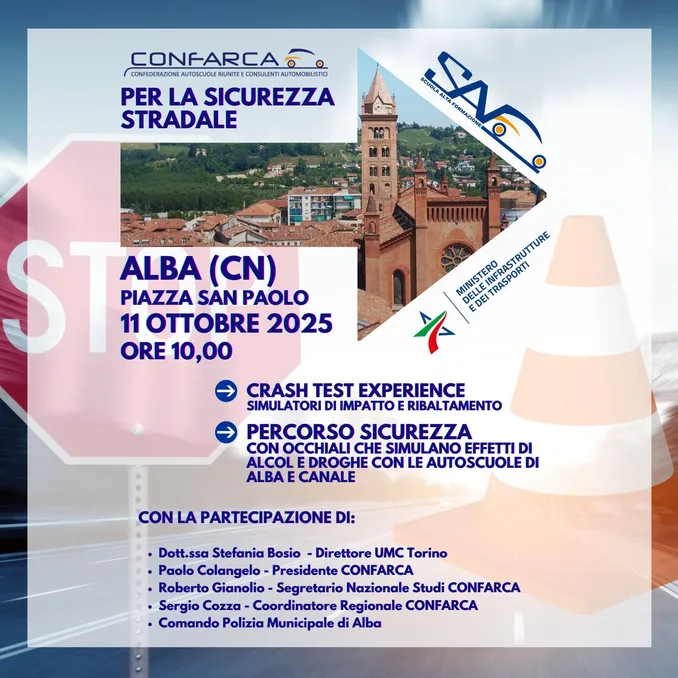 Le autoscuole portano la sicurezza stradale in piazza ad Alba