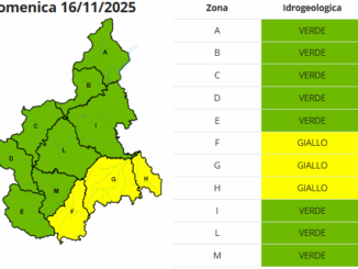 Domenica pomeriggio di allerta gialla per rischio idrogeologico nella valli Bormida e Tanaro