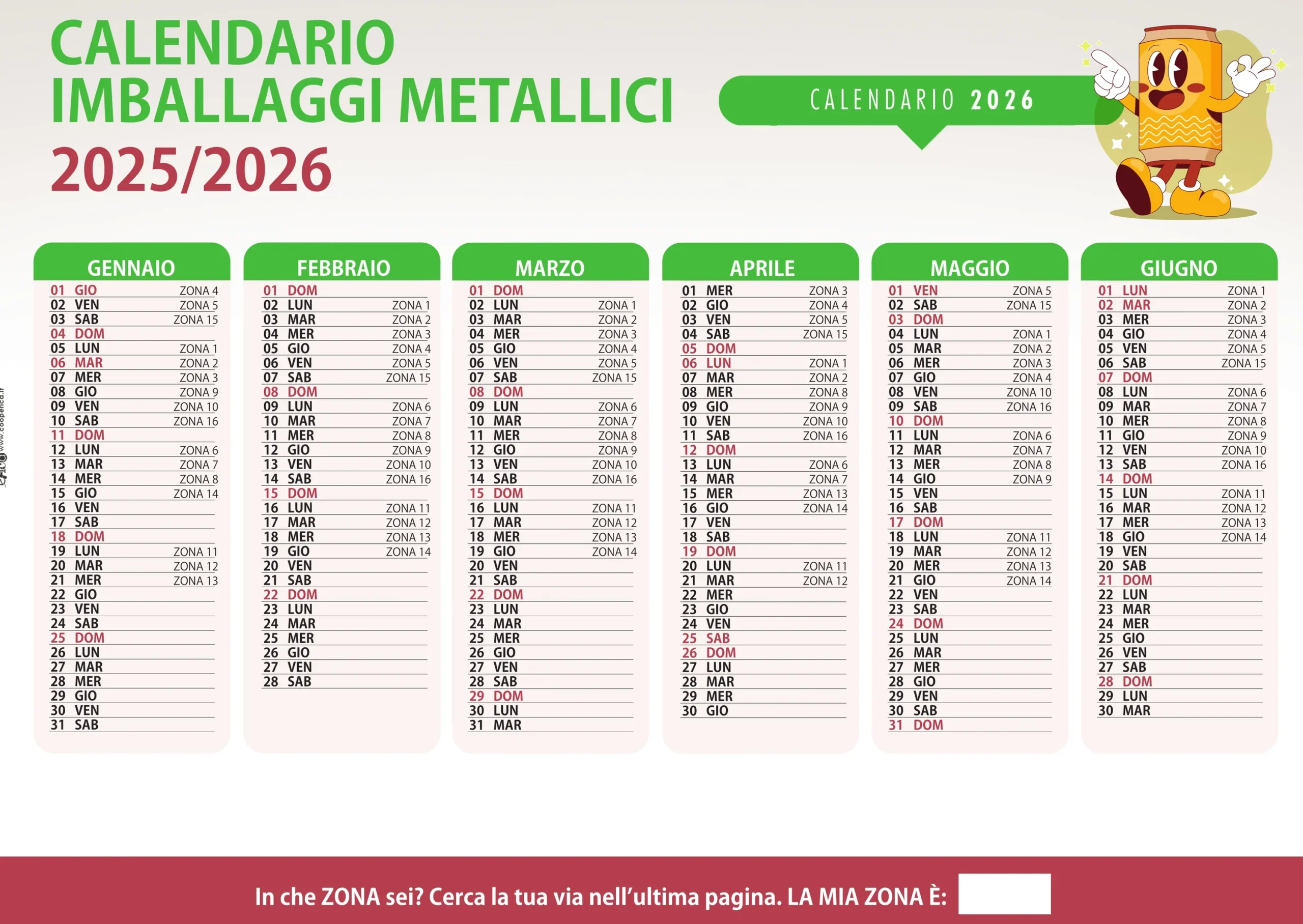 Alba: calendario 2025 e 2026 per la raccolta dei metalli 2