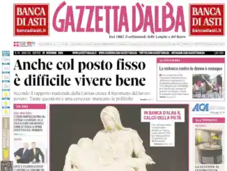 Ecco la copertina di Gazzetta d’Alba che sarà in edicola martedì 25 novembre