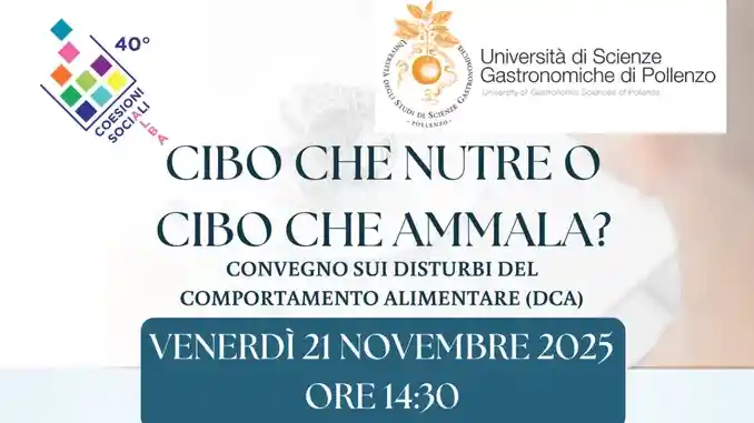 Cibo che nutre o che ammala? Domani a Pollenzo un convegno sui disturbi del comportamento alimentare