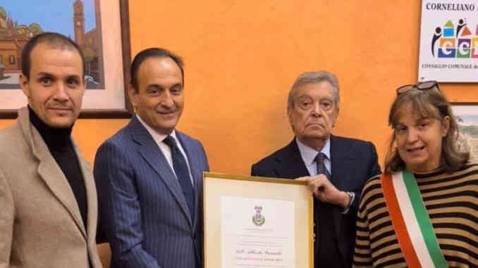 Corneliano conferisce la cittadinanza onoraria ad Alberto Siccardi, fondatore di Medacta